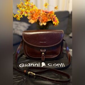 Gianni Conti Brown Leather Saddle Crossbody Bag